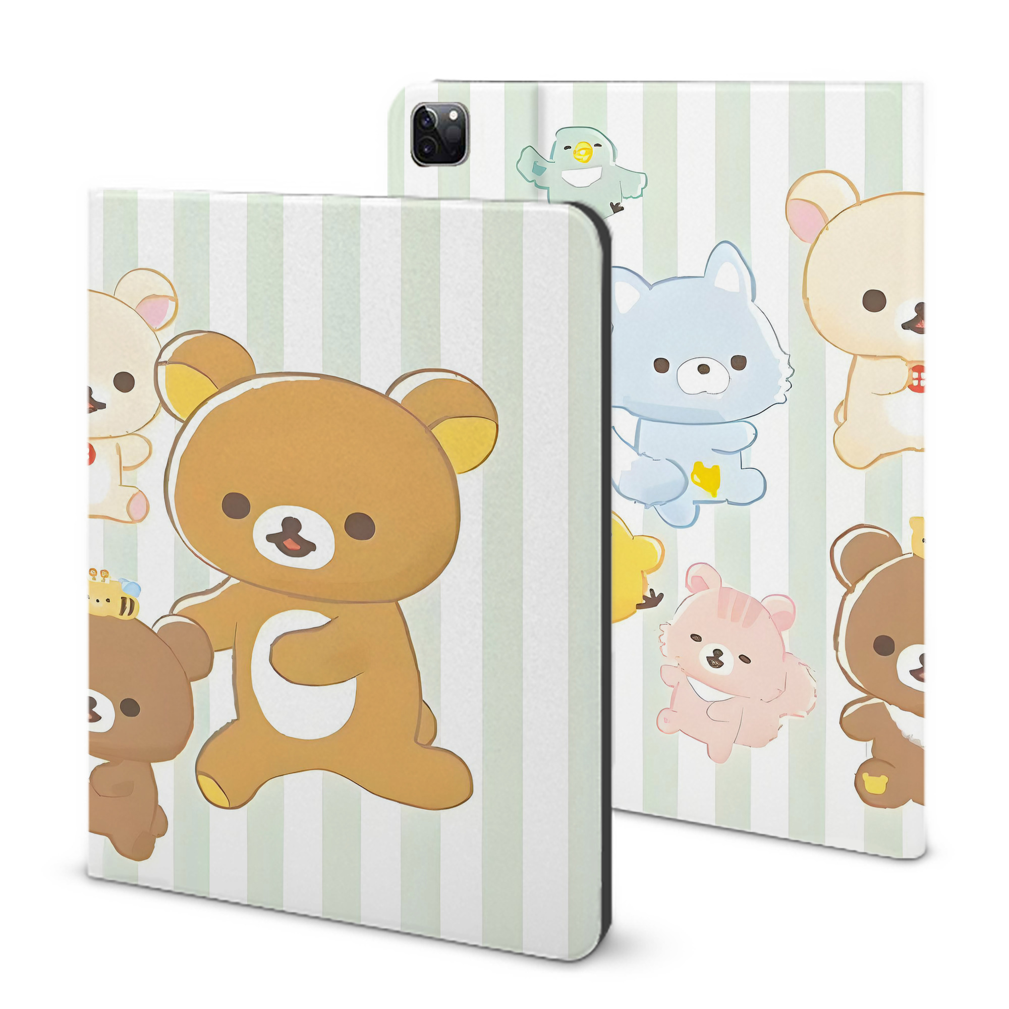 （画像用） リラックマ リラックマ キイロイトリ Rilakkuma Korilakkuma Kiiroitori IPad ケース ブック型 PUレザー TPU 耐衝撃 軽量 薄型 ペン収納なし 全面保護 IPad 各モデル対応